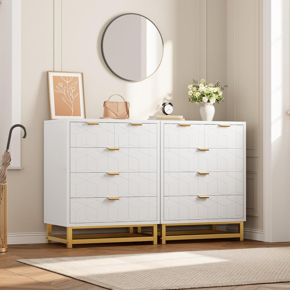 GAOMON 5 Drawer Dresser, White Tall Dresser for bedoom, Modern Dresser