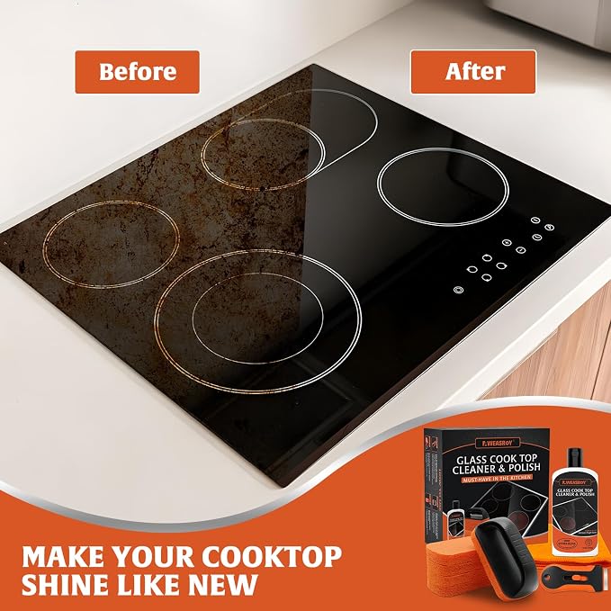 Glass Stove Top Cleaner Kit 12 oz, Cooktop Cleaner and Polish Non-Abrasive No - Image 5