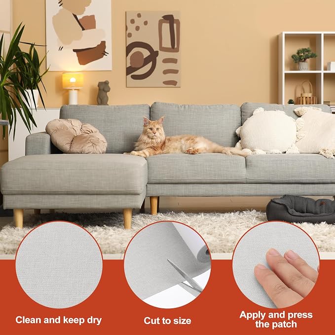 PATIKIL 70x6.2 Inch Linen Repair Tape, Repair Fabric Patch Self Adhesive Couch - Image 3
