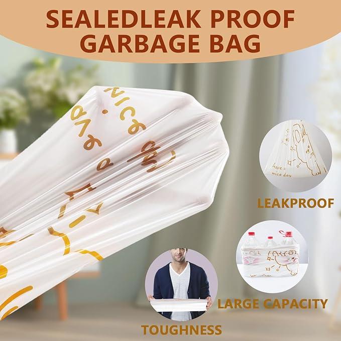 13 Gallon Trash Bags with Cute Rabbit Printed & Drawstring, Tear-Resistant Tall - Image 5