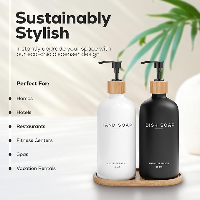 Luxury Glass Hand and Dish Soap Dispenser Set by Brighter Barns - Image 2