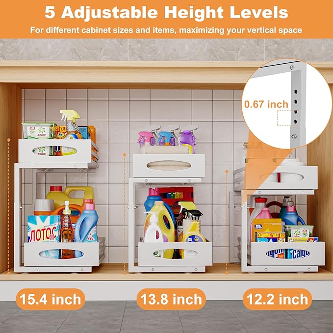 Under Sink Organizer, 2 Tier Under Sink Organizers and Storage, Adjustable - Image 5