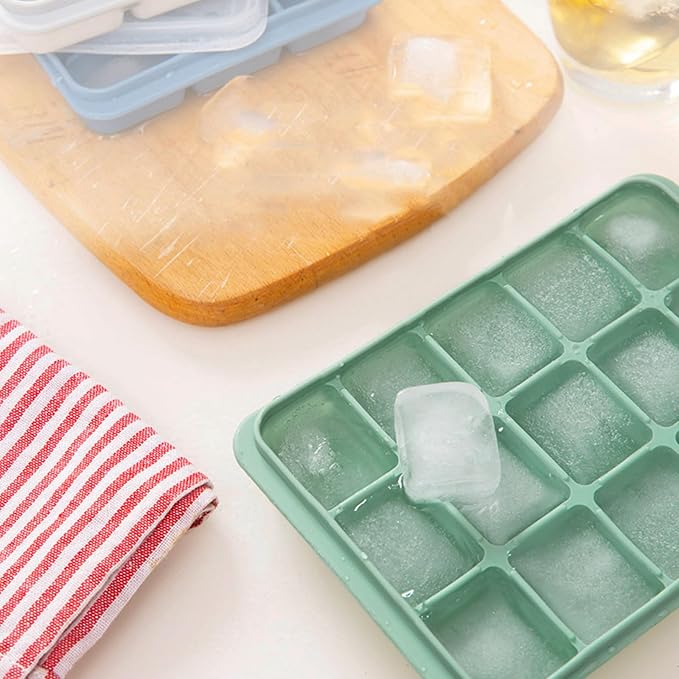 Ice Cube Trays with Silicone Lid, 15 Grid Square Ice Tray Easy Release - Image 2