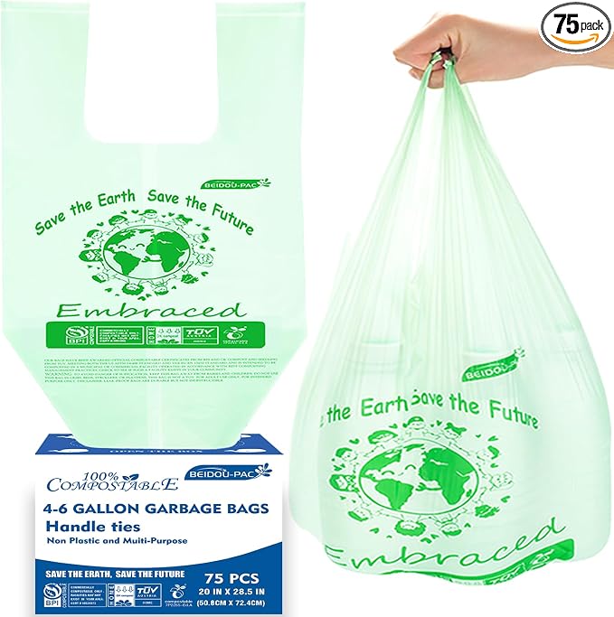 4-6 Gallon Compostable Trash Bags, Kitchen Compost Bags by BEIDOU-PAC