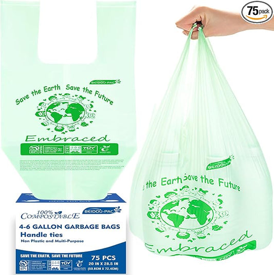4-6 Gallon Compostable Trash Bags, Kitchen Compost Bags by BEIDOU-PAC