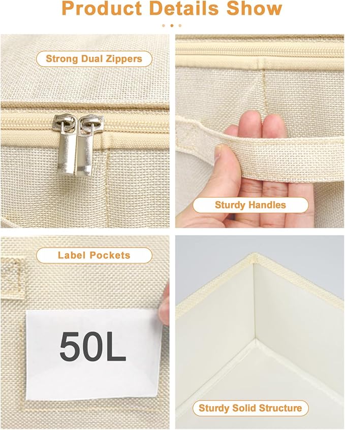 Under Bed Storage, 2 Pack Clothing Storage Bags W/Upgraded Handles, Large - Image 6