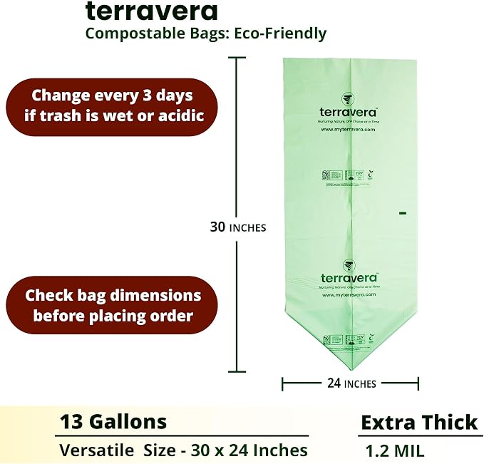 Compostable Trash Bags Flat Top | BPI & OK Home Certified ASTM D6400 Standards - Image 3