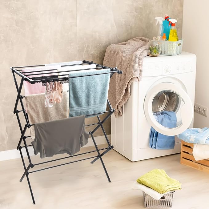 3 Tiers Foldable Clothes Drying Rack, Vertical Laundry Rack Portable and - Image 5