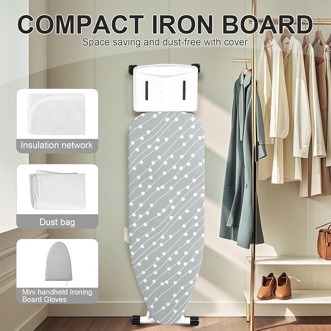 Ironing Board, Foldable Ironing Board Adjustable Height Compact Iron Board - Image 6