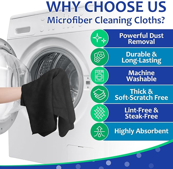 Newwiee 6 Pcs Extra Large Microfiber Cleaning Cloth 30" x 20" Washable Reusable - Image 3