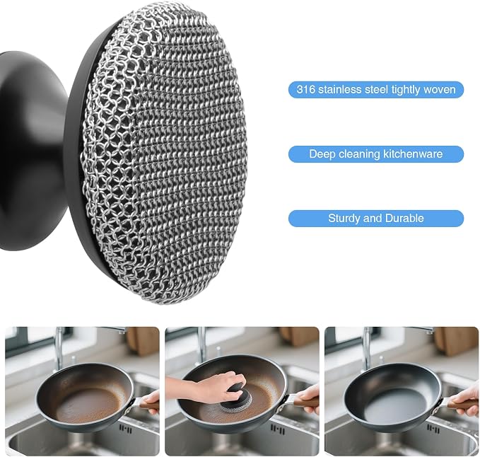 Cast Iron Scrubber Cleaner, Chainmail Scrubber - Image 3