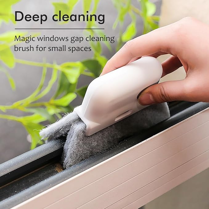 Window Cleaning Brush, 3 in 1 Window Sliding Door Track Cleaner, Tile Lines - Image 2