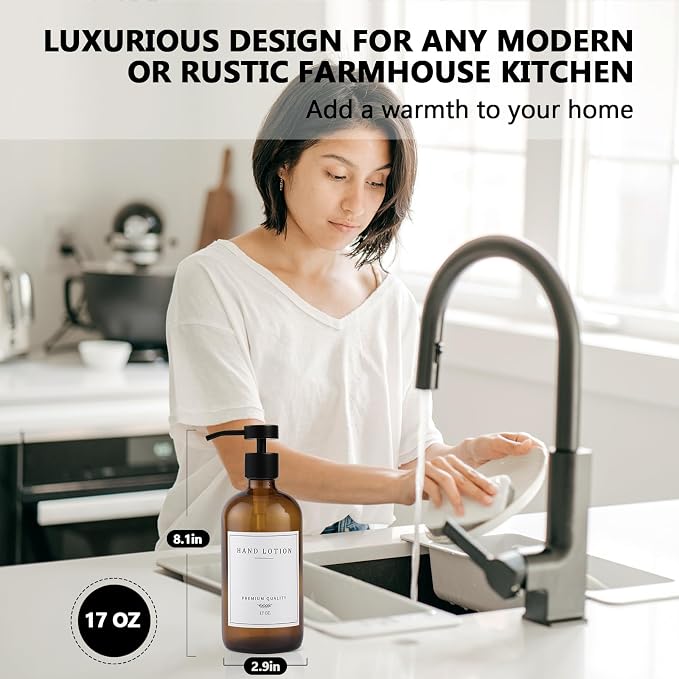 Amber Glass Soap Dispenser - Image 2