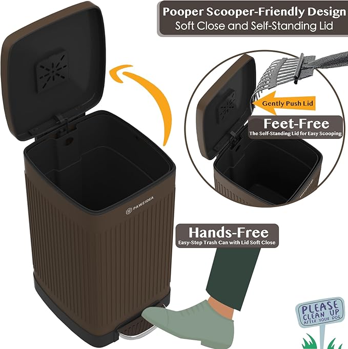 PAWZIDEA Dog Poop Trash Can Outside Odor Control, 5.3 Gallon Large Dog Waste - Image 4