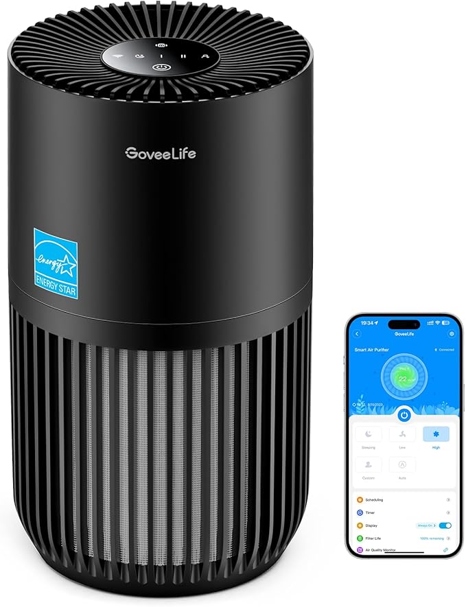 GoveeLife Mini Air Purifier for Bedroom, Smart Filter Air Purifier by GoveeLife