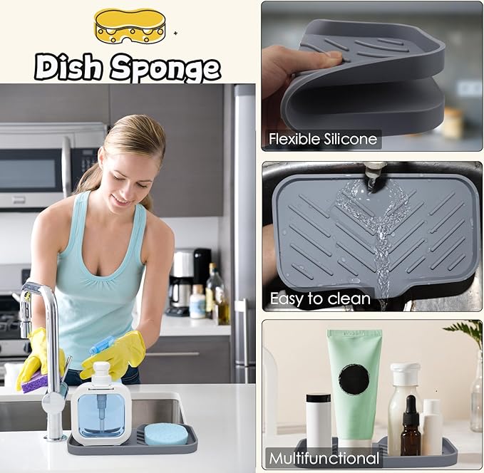 Yasmen Silicone Bathroom Soap Dishes, Sink Sponge Holder - Image 6