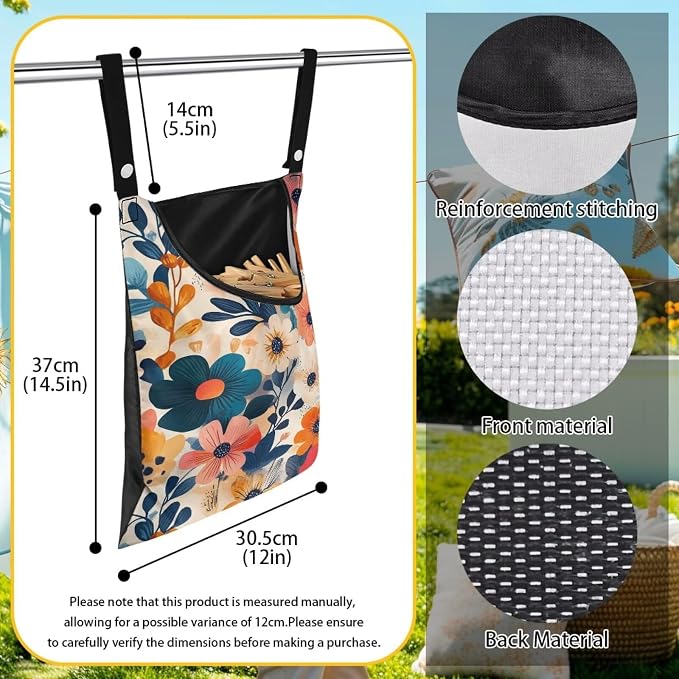 Colorful Gorgeous Flowers Rotatable Clothespin Storage Bag - Image 7