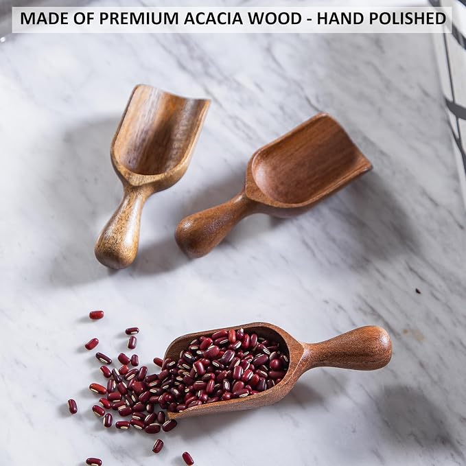 Wooden Scoops for Canisters 3PCS Small Wooden Scoop Acacia Wood Scoops for Jars - Image 4