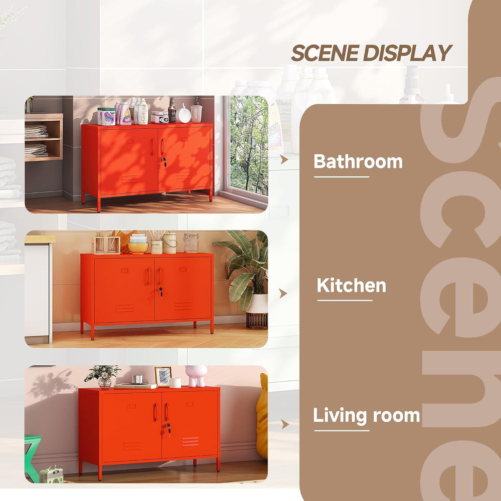 25.2" H Metal Locker Storage Cabinet with 2 Locks, Steel Low Lockerable ...