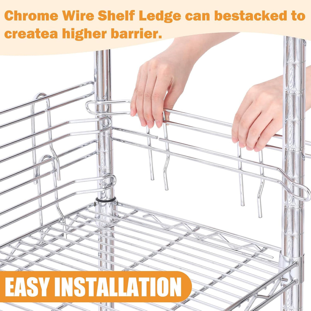 MorningRo 6 Pcs Silver Chrome Wire Shelf Ledge, 18" L x 4" H