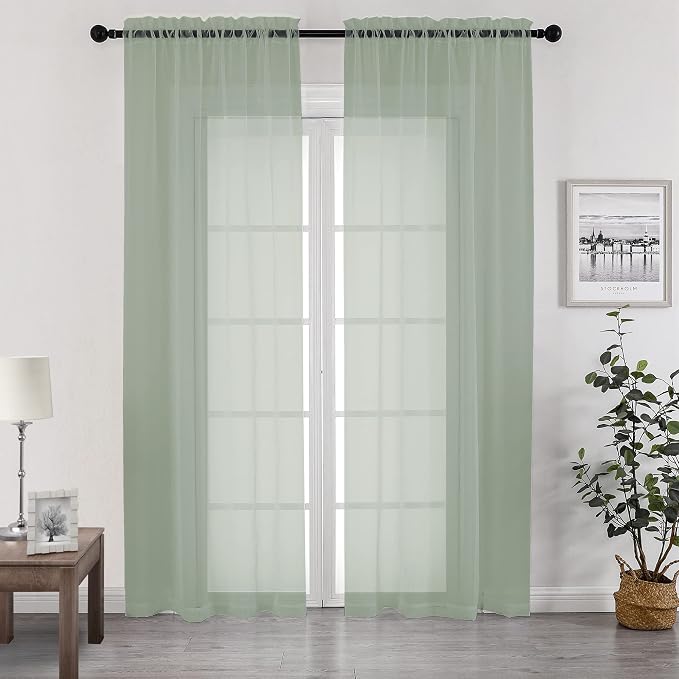 Chyhomenyc Living Room Sheer Curtains 96 Length 2 Panels Set by Chyhomenyc