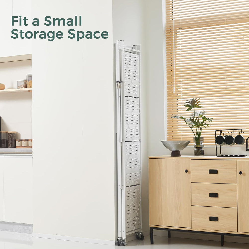 DEANIC 5 Tier Foldable Storage Shelves with Wheels, Large Capacity Shelving U...