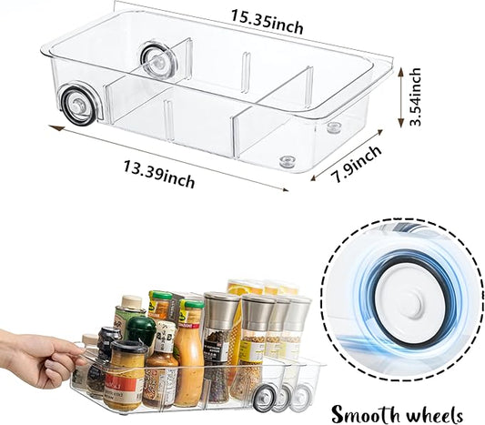 Fridge Organizer Bins With Wheels, 2 Pack Roll Out Refrigerator Organizers And - Image 2