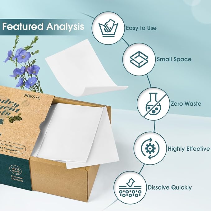 Poesie Laundry Detergent Sheets Fresh Linen Scent 160 Sheets 80 Large Loads - Image 3