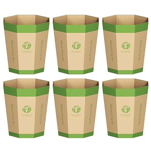 6-Pack Cardboard Trash Can – Foldable, Recyclable, Plastic-Free & Reusable by Unknown
