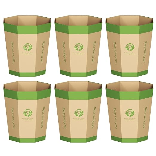 6-Pack Cardboard Trash Can – Foldable, Recyclable, Plastic-Free & Reusable by Unknown