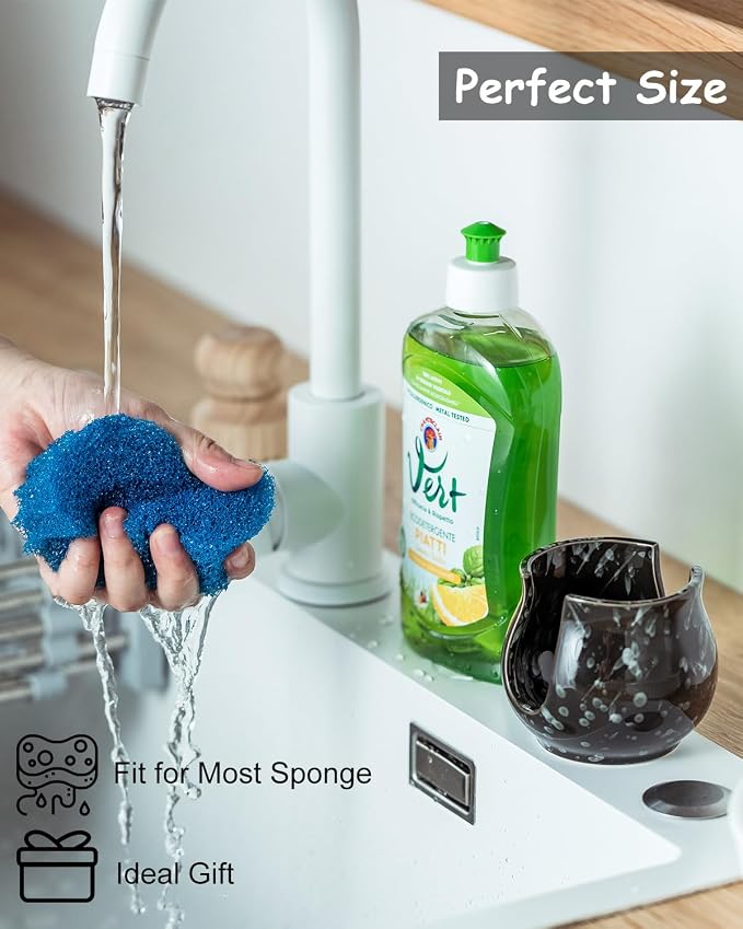 Kitchen Sponge Holder, Ceramic Dish Sponge Holder Kithen Sink Organizer - Image 6