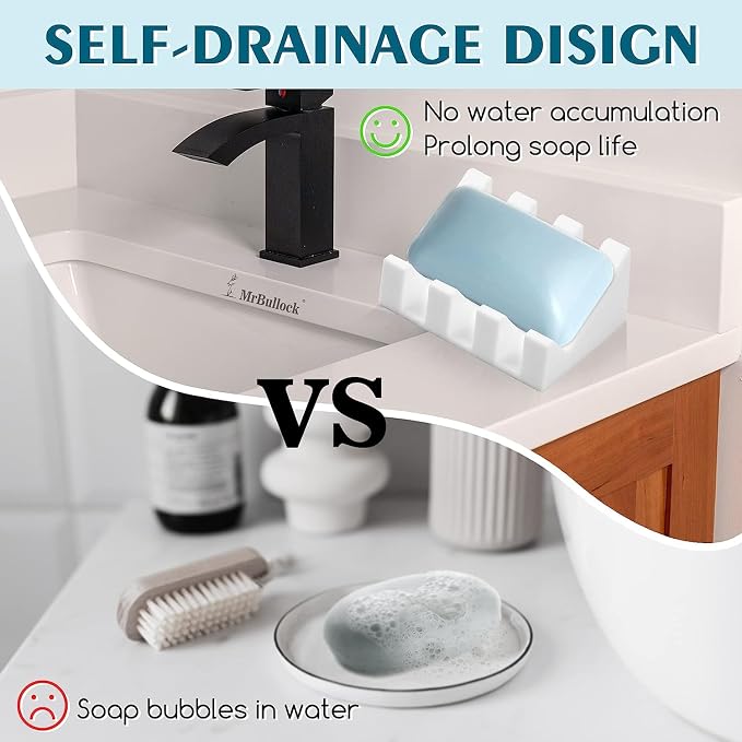 Silicone Soap Dish for Bar Soap Holder for Shower Bathroom Self Draining - Image 3