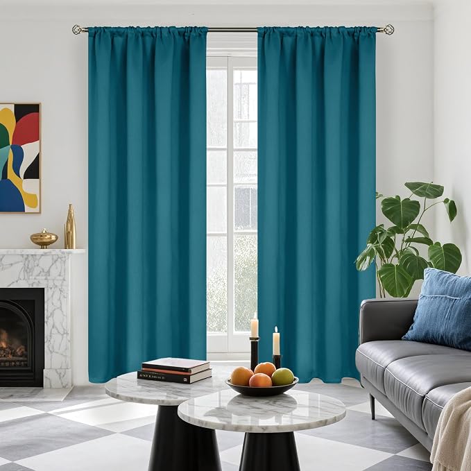BGment Peacock Blue Blackout Curtains 90 Inch Length - Image 2