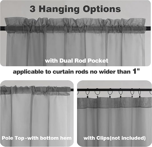Chyhomenyc Sheer Window Curtain Panels 144 Inches Length 2 Pack, Long Elegant - Image 2