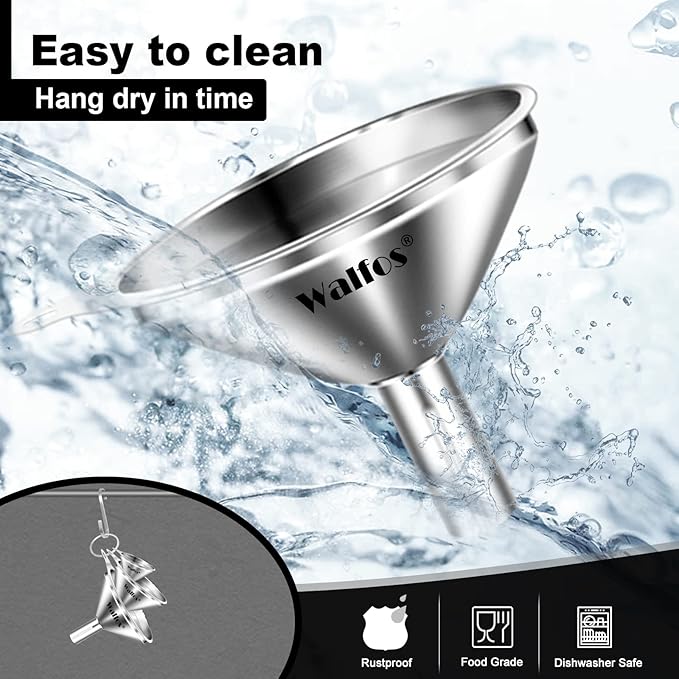 WALFOS Mini Stainless Steel Funnels, - Image 7
