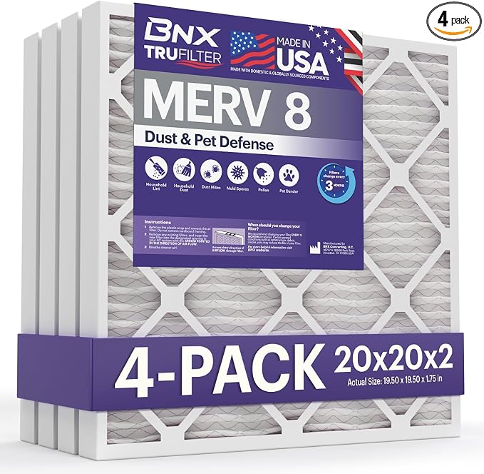 BNX TruFilter 20x20x2 Air Filter MERV 8 by BNX