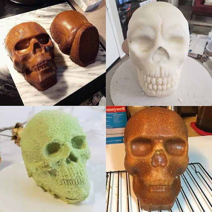 JETKONG Extra Large Silicone Skull Cake Mold Haunted Skull Baking Cake Pan - Image 5