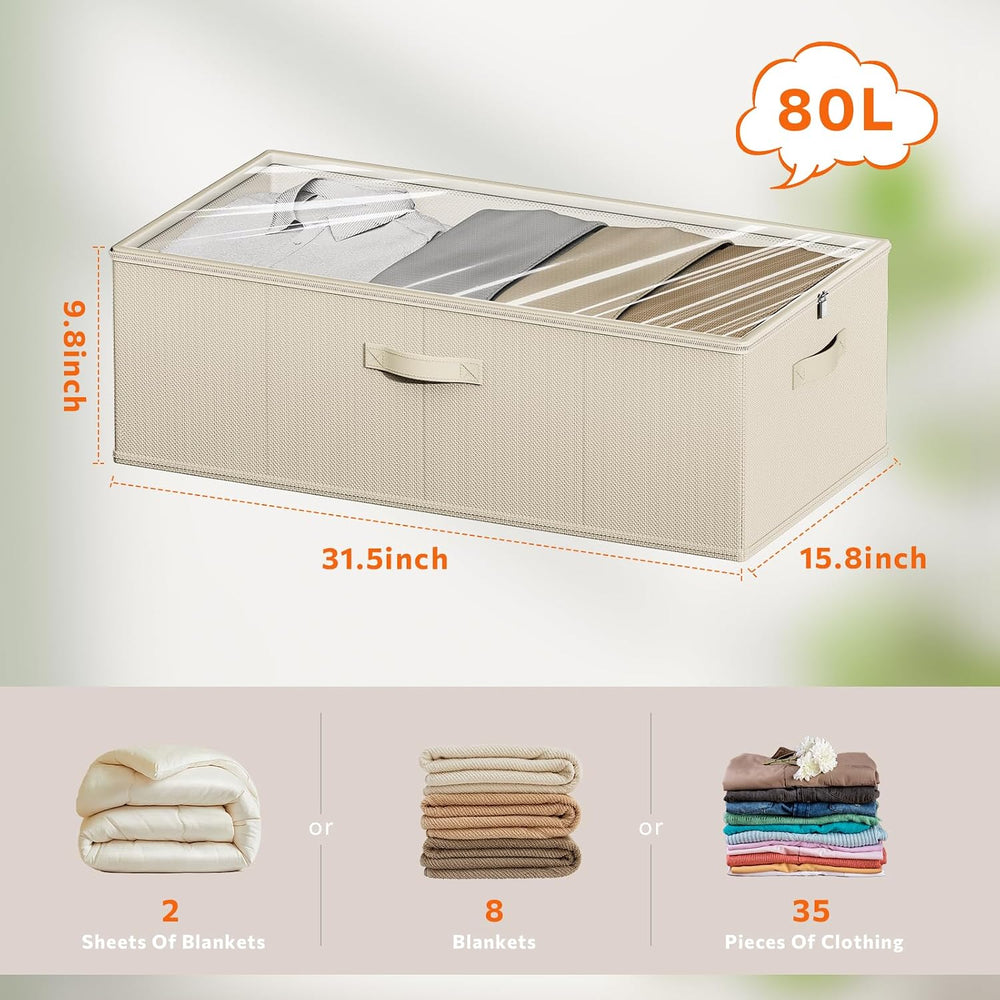 10inch 3 Pack Under Bed Storage Containers, 10 Inch Tall Underbed Clothes Sto...