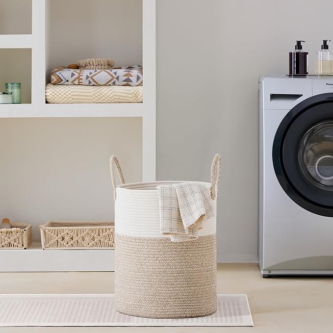 VIPOSCO Large Laundry Hamper, Tall Woven Rope Storage Basket - Image 7