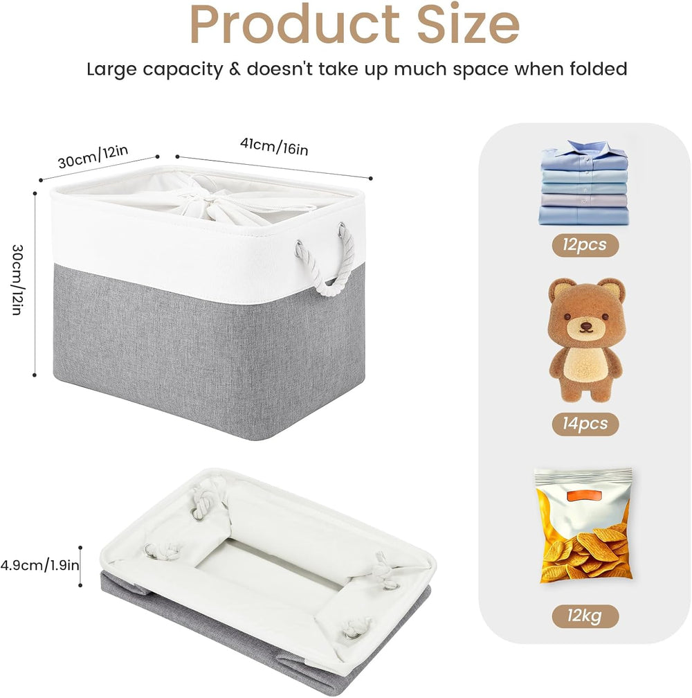 16x12x12 In Foldable Fabric Large Storage Bins with Handle 3 Pack