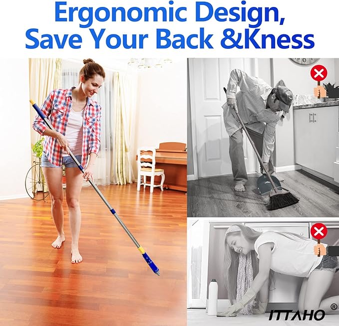 ITTAHO 2 Pack Grout Brush with Long Handle, 56.5'' Swivel Grout Cleaning Brush - Image 4