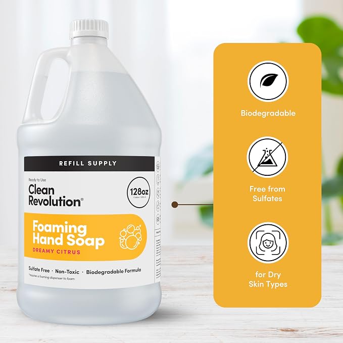 Clean Revolution Foaming Hand Soap Refill Supply Container, Ready to Use Formula - Image 4