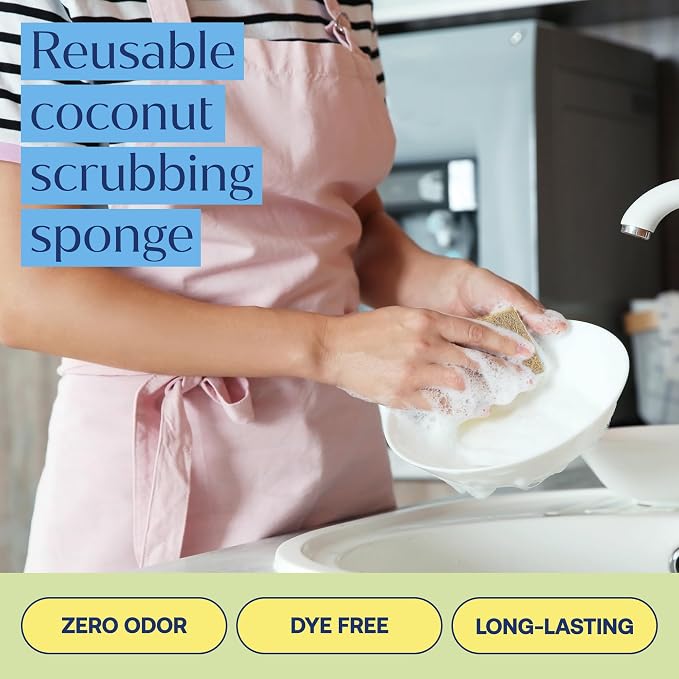 FabTab Coconut and Cellulose Sponges, Plant-Based, Non-Scratch Cleaning Sponges - Image 2