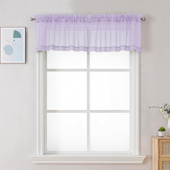 Chyhomenyc Sheer Valances for Windows 2 Pack, Small Window Curtains for Living by Chyhomenyc