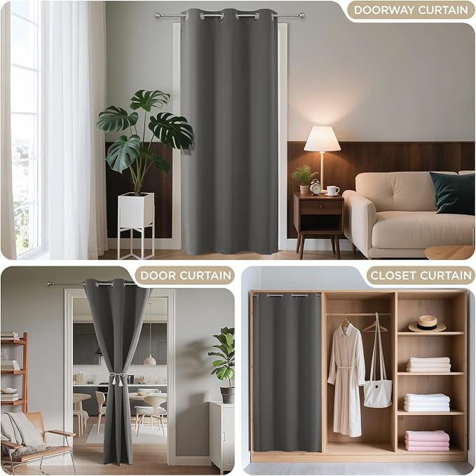 Joydeco Blackout Door Curtain for Doorway Privacy 72 Inches Long, Grommet - Image 4