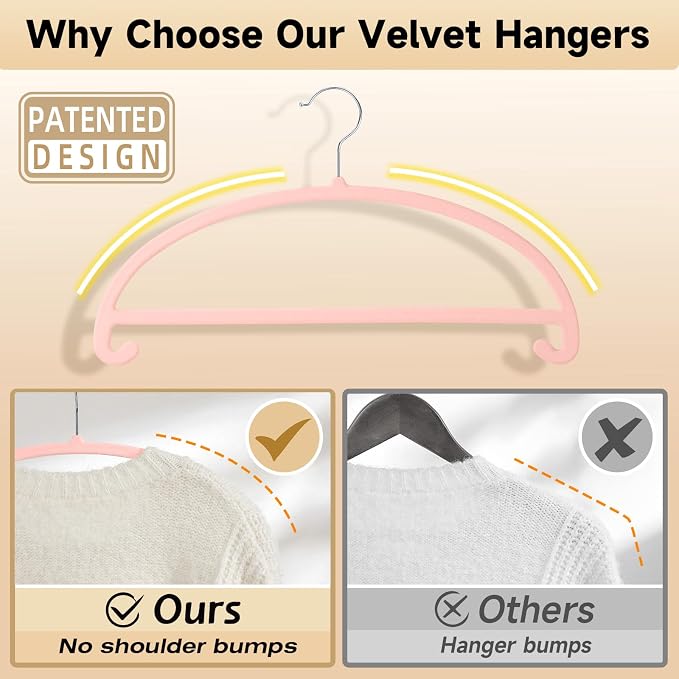 MIZGI 50 Pack Blush Pink Velvet Hangers - Image 3