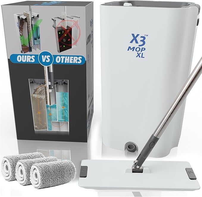 X3 Mop XL, Separates Dirty and Clean Water, 3-Chamber Design, Flat Mop and by TopTierProductsLLC