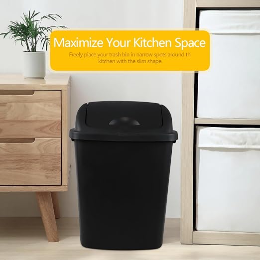 Zopnny 8 Gallon Plastic Swing Top Garag Bin, Lidded Wastebasket Trash Can - Image 5