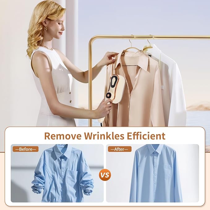 Portable Steam Iron for Clothes for Travel & Home, Handheld Garment Steamer & - Image 2