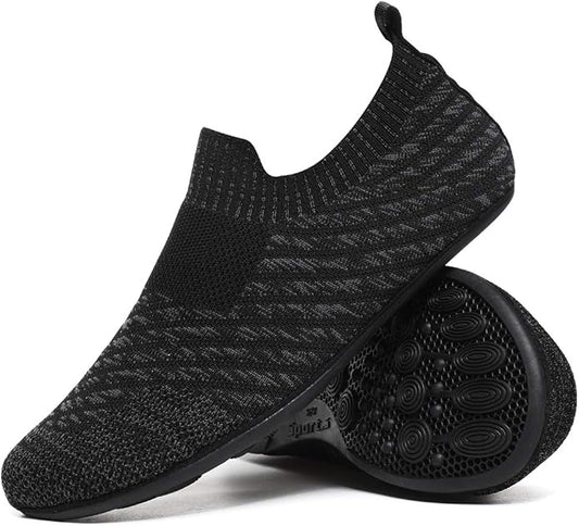 QZKDM Lightweight Slip on Grip Indoor House Slippers Barefoot Non Slip Home by QZKDM